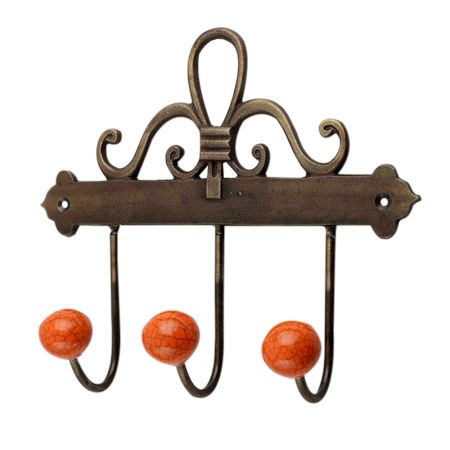 Orange Crackle Ceramic Iron Hooks